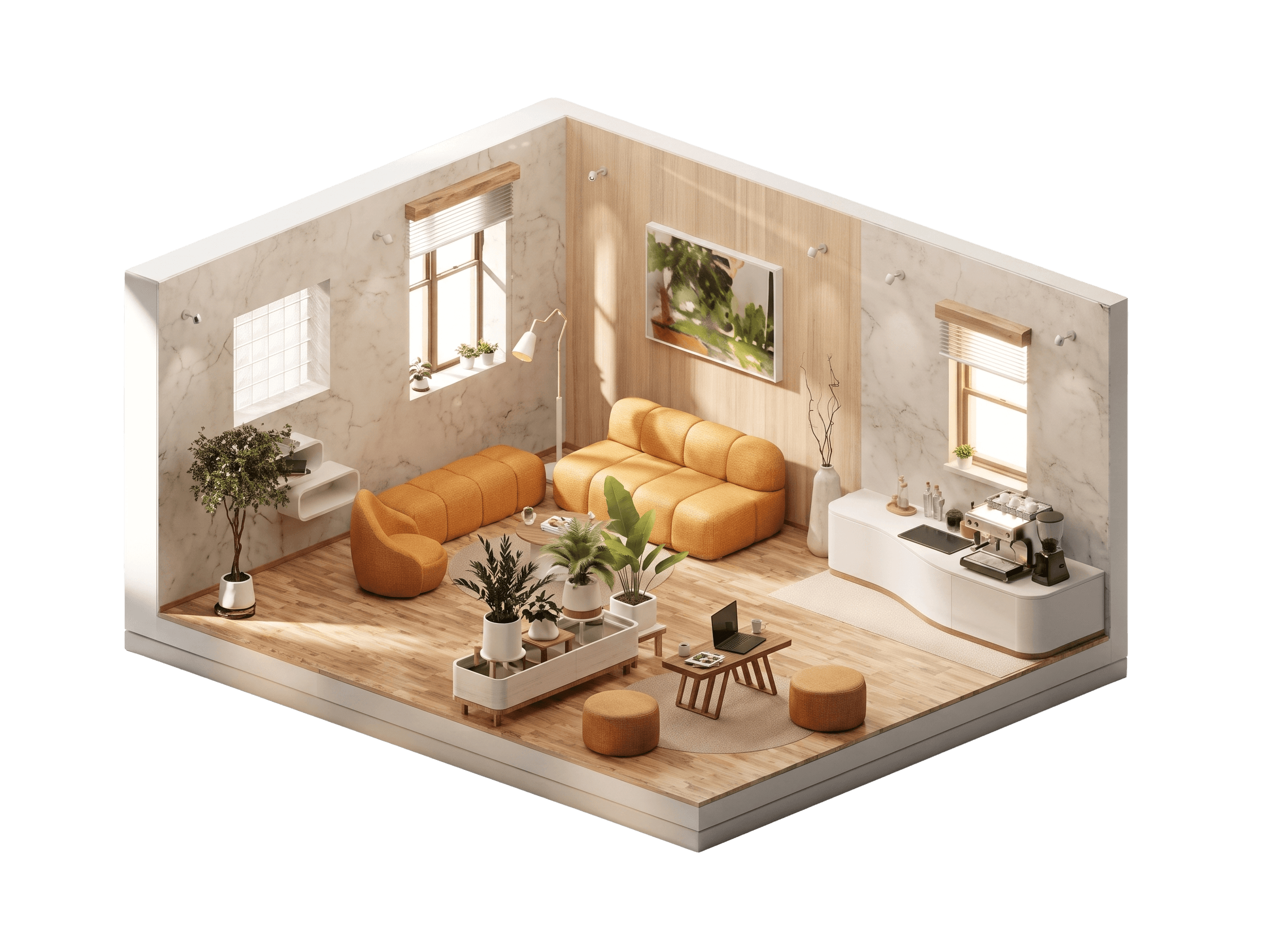 A connected modern residential interior